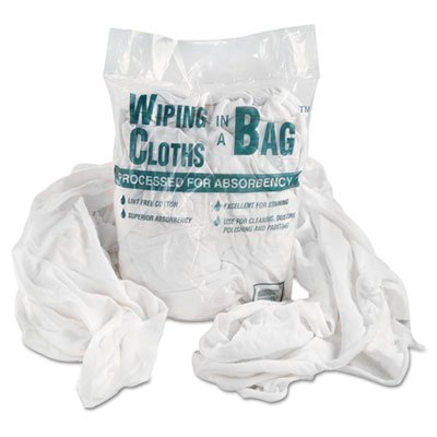 Bag-A-Rags Reusable Wiping Cloths, Cotton, White, 1lb Pack UFSN250CW01