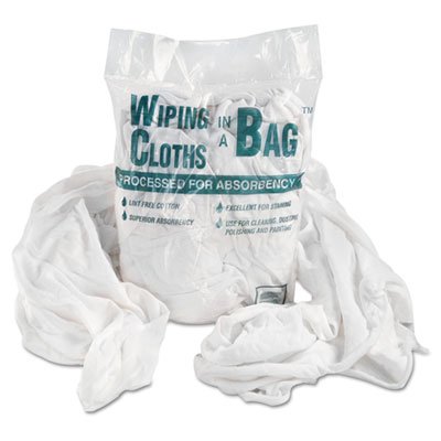 Bag-A-Rags Reusable Wiping Cloths, Cotton, White, 1lb Pack UFSN250CW01