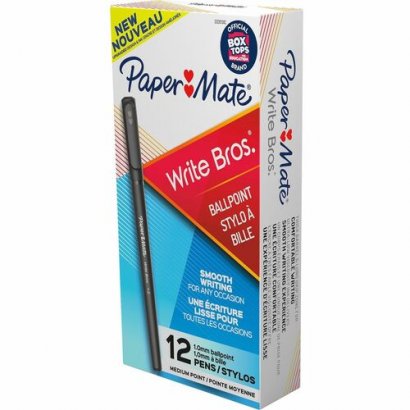 Paper Mate Ballpoint Stick Pen, Black Ink, Medium, Dozen PAP3331131