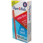 Paper Mate Ballpoint Stick Pen, Red Ink,Medium, Dozen PAP3321131