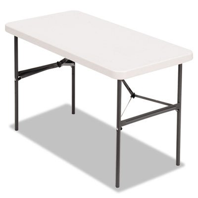 Banquet Folding Table, Rectangular, Radius Edge, 48 x 24 x 29, Platinum/Charcoal ALE65603