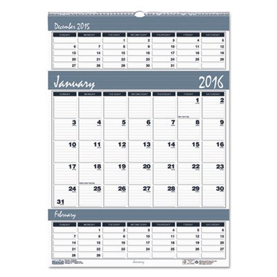 House of Doolittle Bar Harbor Wirebound Three-Months-per-Page Wall Calendar, 12 x 17, 2015-2017 HOD342