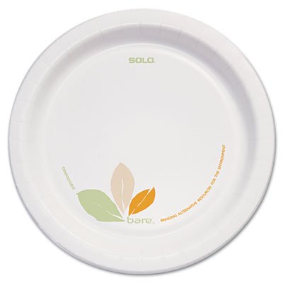 Solo Bare Paper Eco-Forward Dinnerware, 8 1/2" Plate, Green/Tan, 250/Carton SCCOFMP9J7234