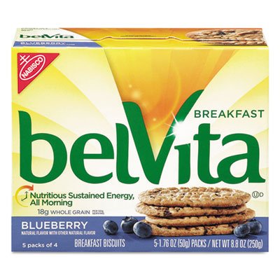 CDB belVita Breakfast Biscuits, Blueberry, 1.76 oz Pack, 64/Carton CDB02908