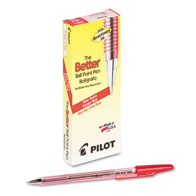 Pilot Better Ball Point Stick Pen, Red Ink, .7mm, Dozen PIL37011