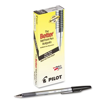 Pilot Better Ball Point Stick Pen, Black Ink, .7mm, Dozen PIL35011