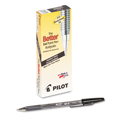 Pilot Better Stick Ballpoint Pen, Medium 1mm, Black Ink, Smoke Barrel, Dozen PIL35711