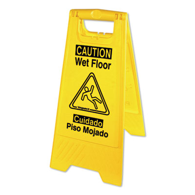Impact Bilingual Yellow Wet Floor Sign, 12.05 x 1.55 x 24.3, Yellow IMP9152W