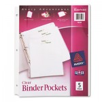 Avery Binder Pockets, 3-Hole Punched, 9 1/4 x 11, Clear, 5/Pack AVE75243