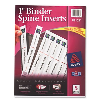 Avery Binder Spine Inserts, 1" Spine Width, 8 Inserts/Sheet, 5 Sheets/Pack AVE89103