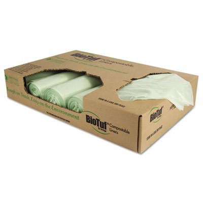 Y6848YE R01 Biotuf Compostable Can Liners, 32 gal, 1 mil, 34 x 48, Light Green, 100/Carton HERY6848YER01