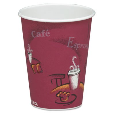 Bistro Design Hot Drink Cups, Paper, 8oz, Maroon, 50/Bag, 20 Bags/Carton SCC378SI
