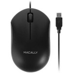 Macally Black 3 Button Optical USB Wired Mouse for Mac and PC QMOUSEB
