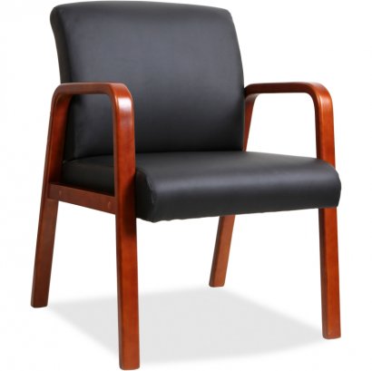 Black Leather Wood Frame Guest Chair 40200