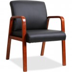 Black Leather Wood Frame Guest Chair 40200