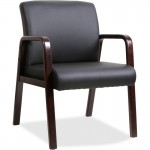 Black Leather Wood Frame Guest Chair 40201