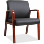 Black Leather Wood Frame Guest Chair 40202