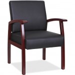 Lorell Black Leather/Wood Frame Guest Chair 68556