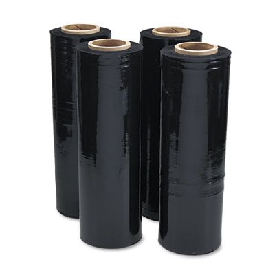 UNV62120 Black Stretch Film, 18" x 1, 500ft Roll, 20mic (80-Gauge), 4/Carton UNV62120