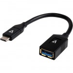 V7 Black USB Cable USB 3.0 A Female to USB-C Male 0.3m 1ft V7U3C-BLK-1E