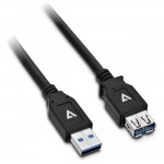 V7 Black USB Extension Cable USB 3.0 A Female to USB 3.0 A Male 2m 6.6ft V7U3