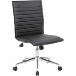 Boss Black Vinyl Armless Hospitality Chair B9534C-BK