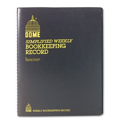 Dome Bookkeeping Record, Brown Vinyl Cover, 128 Pages, 8 1/2 x 11 Pages DOM600
