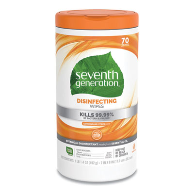 Seventh Generation SEV 22813 Botanical Disinfecting Wipes, 7 x 8, 70 Count, 6/Carton SEV22813CT