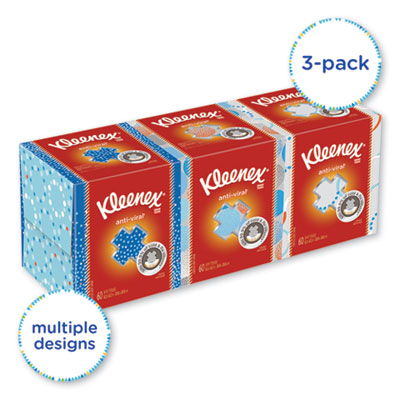 Kleenex Boutique Anti-Viral Tissue, 3-Ply, White, Pop-Up Box, 60/Box, 3 Boxes/Pack KCC21286