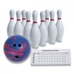 Champion Sports Bowling Set, Plastic/Rubber, White, 1 Ball/10 Pins/Set CSIBPSET