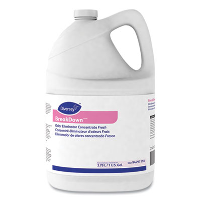 Diversey Breakdown Odor Eliminator, Cherry Almond Scent, Liquid, 1 gal Bottle, 4/Carton DVO94355110