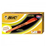 BIC Brite Liner Highlighter, Chisel Tip, Fluorescent Orange Ink, Dozen BICBL11OE