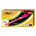 BIC Brite Liner Highlighter, Chisel Tip, Fluorescent Pink Ink, Dozen BICBL11PK