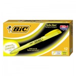 BIC Brite Liner Highlighter, Chisel Tip, Fluorescent Yellow Ink, Dozen BICBL11YW