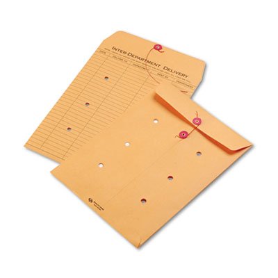 Quality Park Brown Kraft Kraft String & Button Interoffice Envelope, 9 x 12, 100/Carton QUA63462