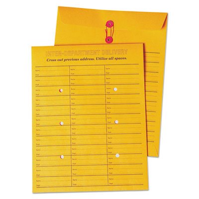 Quality Park Brown Kraft String & Button Box-Style Interoffice Envelope, 10 x 13, 100/Box QUA63562