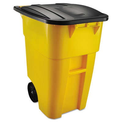 Rubbermaid Commercial FG9W2700YEL Brute Rollout Container, Square, Plastic, 50 gal, Yellow RCP9W27YEL