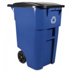 RCP 9W27 BLU Brute Rollout Container, Square, Plastic, 50 gal, Blue RCP9W27BLU