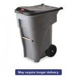9W2100 Brute Rollout Heavy-Duty Waste Container, Square, Polyethylene, 65gal, Gray RCP9W21GY