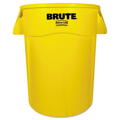 Rubbermaid Commercial FG264360YEL Brute Vented Trash Receptacle, Round, 44 gal, Yellow RCP264360YEL