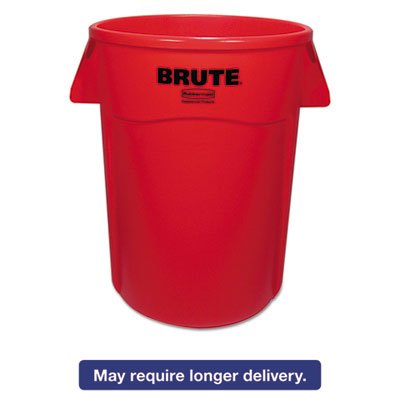 FG264360RED Brute Vented Trash Receptacle, Round, 44 gal, Red, 4/Carton RCP264360REDCT