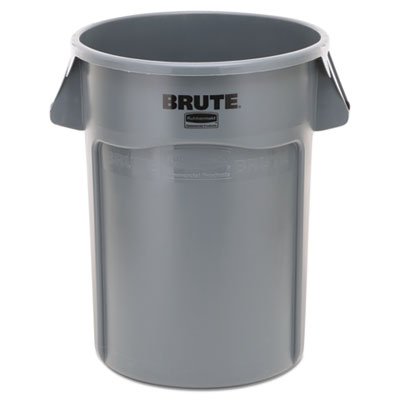 Rubbermaid Commercial Brute Vented Trash Receptacle, Round, 44 gal, Gray RCP264360GY