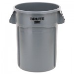 Rubbermaid Commercial Brute Vented Trash Receptacle, Round, 44 gal, Gray RCP264360GY