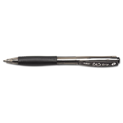 BIC BU3 Retractable Ballpoint Pen, Bold 1 mm, Black Ink/Barrel, Dozen BICBU311BK