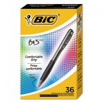 BIC BU3361-BLK BU3 Retractable Ballpoint Pen, Medium 1 mm, Black Ink/Barrel, 36/Pack BICBU3361BK