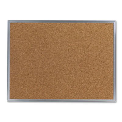 UNV43612 Bulletin Board, Natural Cork, 24 x 18, Satin-Finished Aluminum Frame UNV43612