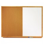 Quartet Bulletin/Dry-Erase Board, Melamine/Cork, 48 x 36, White/Brown, Oak Finish Frame QRTS554