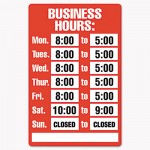 Business Hours Sign Kit, 15 x 19, Red COS098072