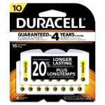 Button Cell Hearing Aid Battery, #10, 16/Pk DURDA10B16ZM10