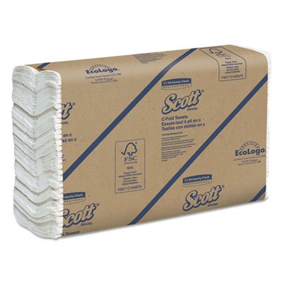 Scott 1510 C-Fold Paper Towels, 10 1/8 x 13 3/20, White, 200/Pack, 12 Packs/Carton KCC01510